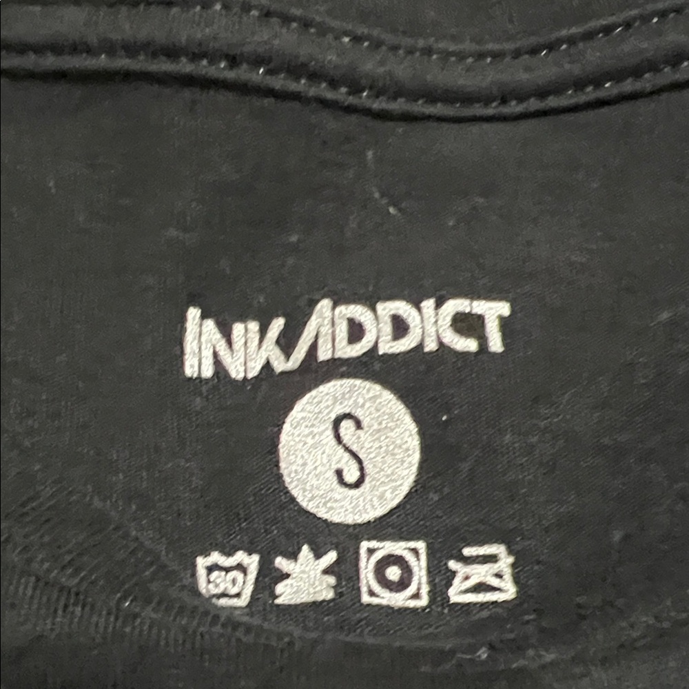 InkAddict Women's Black Tee with Vibrant Blue Design - Picture 2 of 2